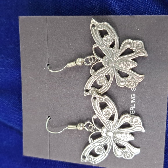Butterfly 🦋 Sterling Silver Dangle Hook Style Earrings - Picture 14 of 15